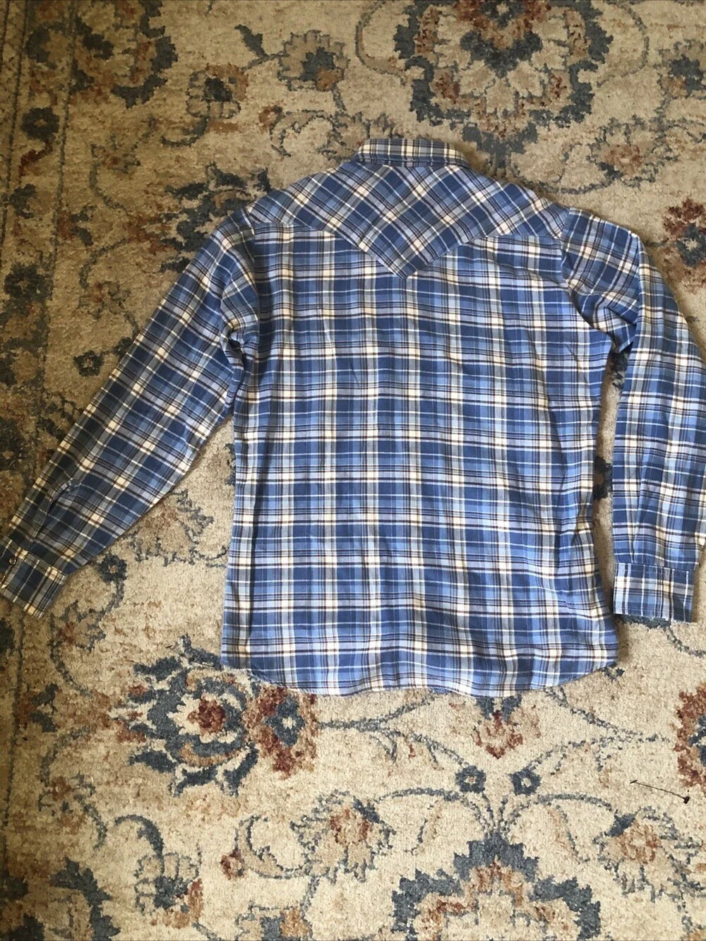 Vintage Levi's Shirt Mens Medium Western Pearl Snap Plaid Cowboy USA Sawtooth